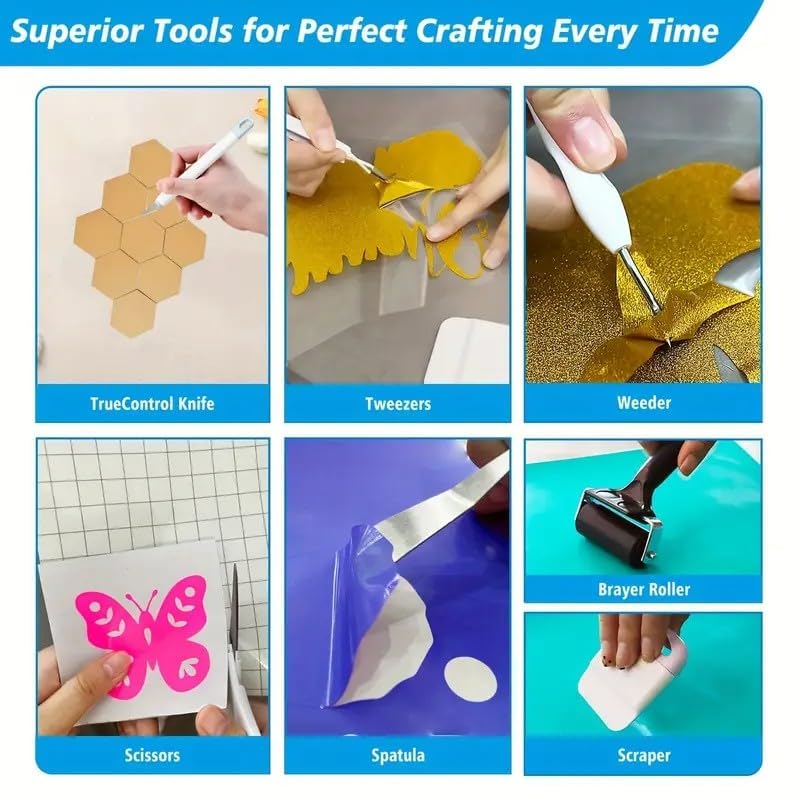 Image of Cutaswish The Essential Bundle for DIY Craft Projects - Accessories Tool Set for Cutting Machine, Craft Kit with Weeding Tools, LED Light Pad, Paper Cutter, Cutting Mats, Brayer Roller