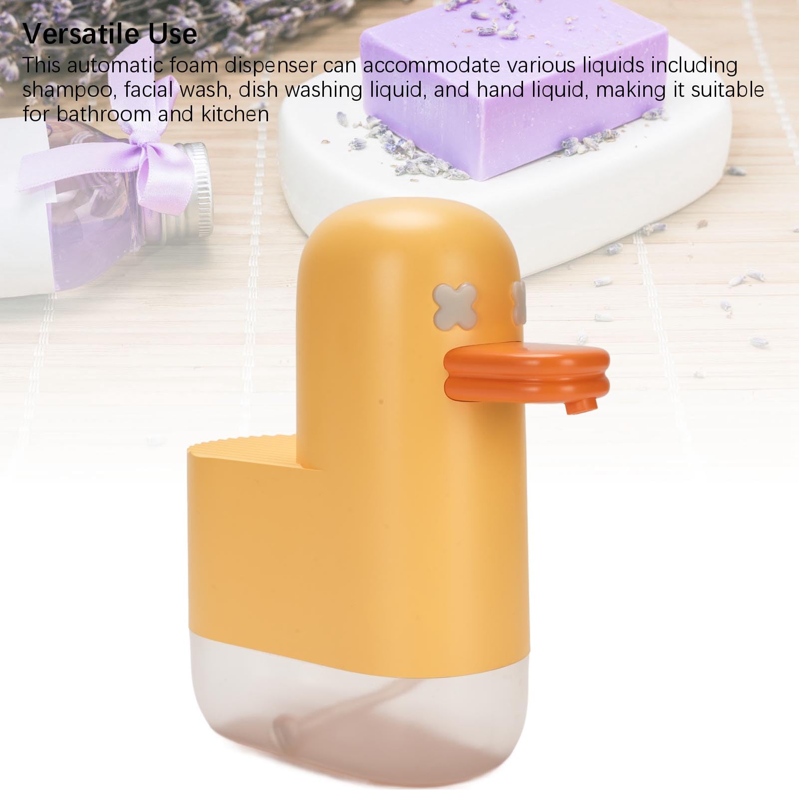Dispenser Automatico di Sapone Schiumogeno Design Carino a Forma di Anatra per Bagno e Pompa per Liquidi Ricaricabile Touchless da 350 Ml (Stile 2)