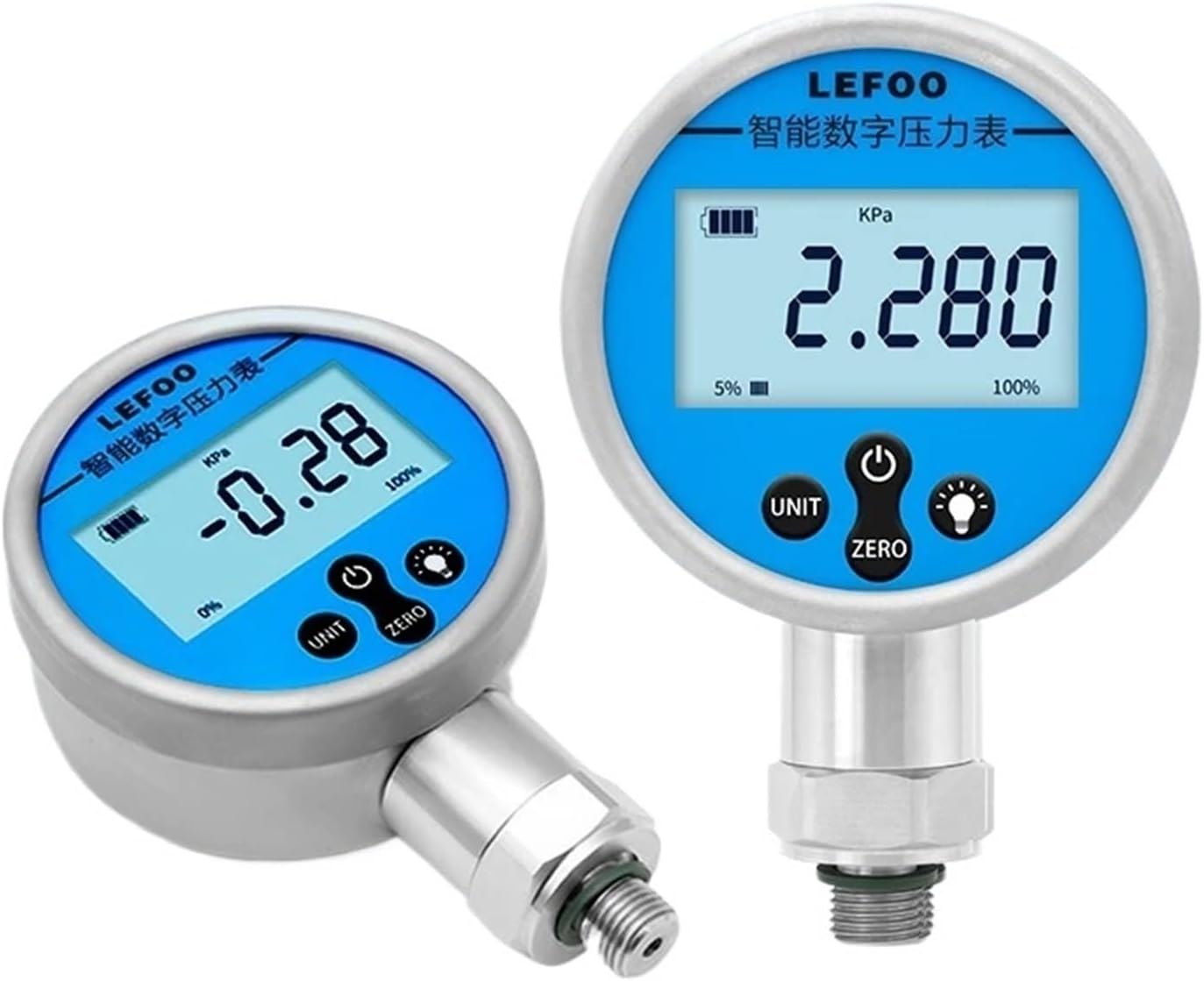 1pc Electronic pressure gauge, digital display, high-precision, shock, digital water oil negative vacuum pressure gauge(Yellow)