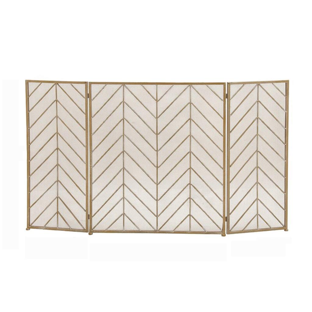 Schermi per Caminetti di Guardia Grande oro Camino schermo 4 Pannello Ornato Ferro battuto Black Metal Fire Place In piedi Porta maglia decorativa Solid Baby Safe Proof Fence acciaio Spark protezione