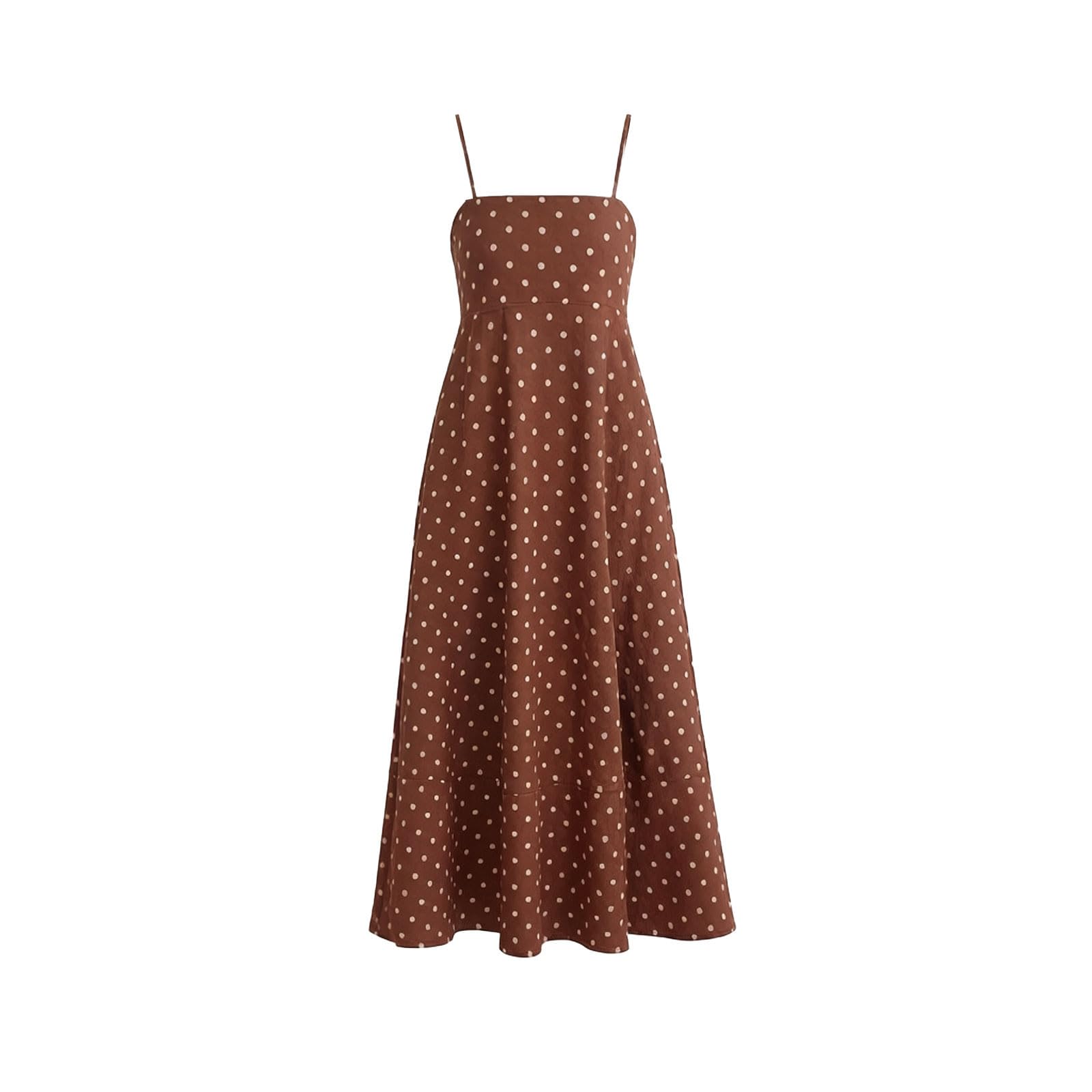 Vestito Donna Elegante,Abito da Spiaggia Casual Lungo con Spalle Scoperte, Senza Spalline, Senza Maniche e con Stampa a Pois