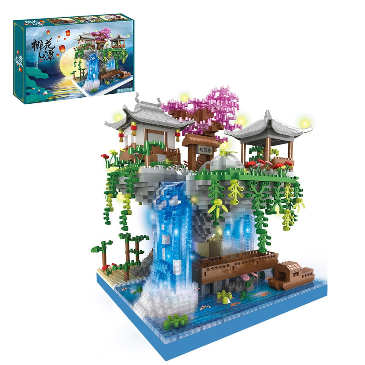 Cherry Blossom Bonsai Tree Architecture Building Block Sets, 2705PCS Chinese Architecture Creative Micro DIY Bricks Model Toy