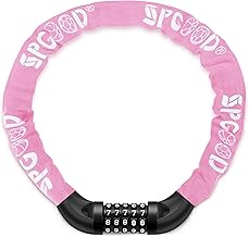 SPGOOD Bicycle Lock with Numbers and High Security Level, Bicycle Chain Lock, Number Code Combination Lock, Hardened Steel Chain Links, 14 Colours
