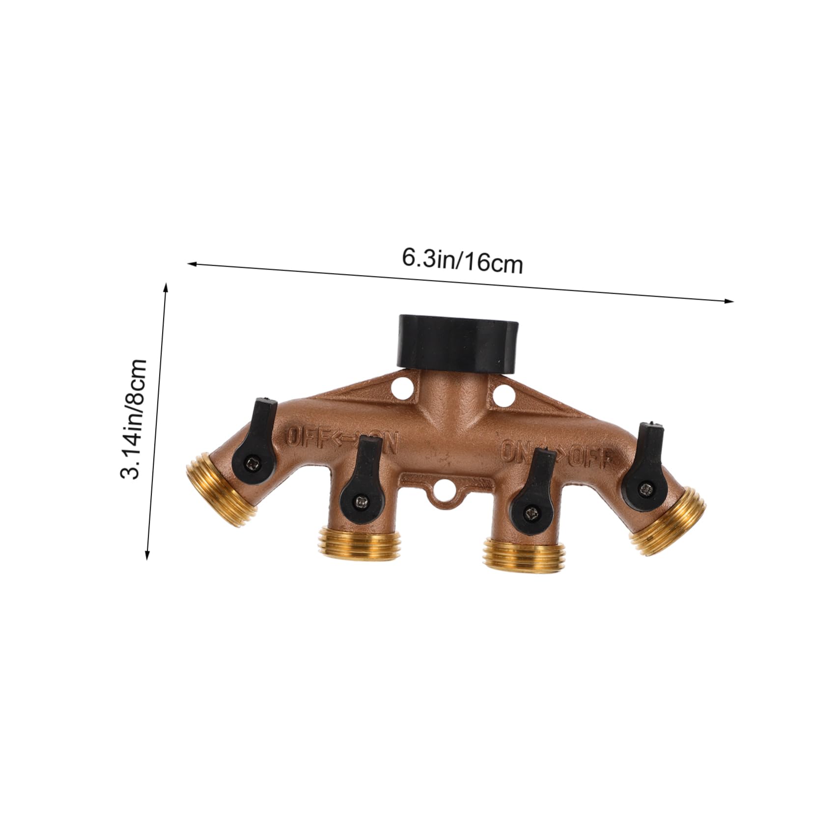 TOYANDONA Divisor de Válvulas de Latón de 4 Vías para Jardín, Adaptador de Manguera Válvulas Independientes, Control de Flujo Agua, Conector Resistente para Riego Doméstico
