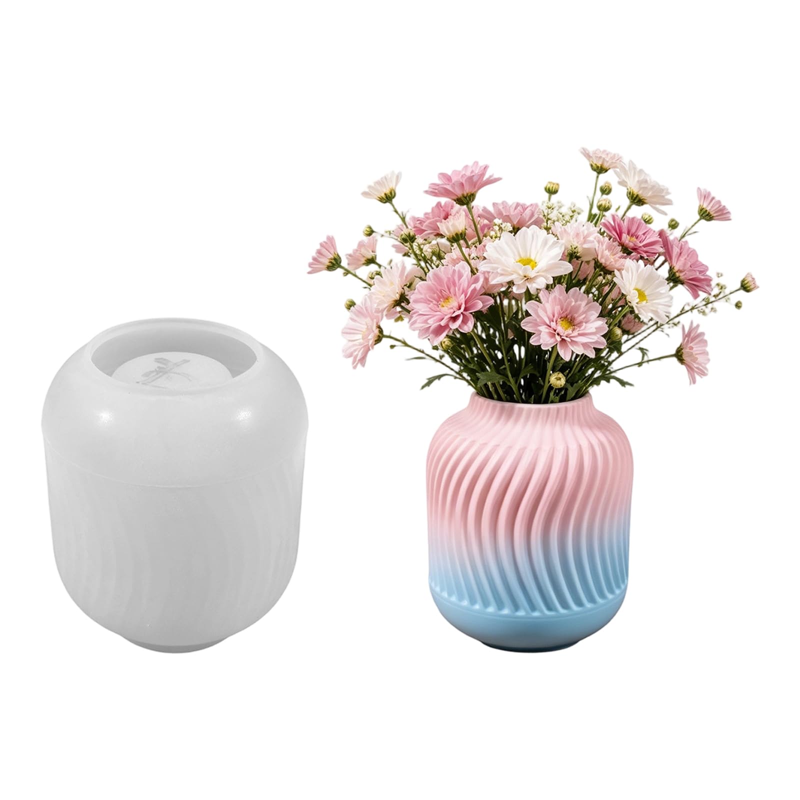 EXQIOUR Silicone Vase Molds Candlestick Silicone for Epoxy Casting Making Holder Gypsum Figure Decoration Topological Line Jar Elastomer Cast