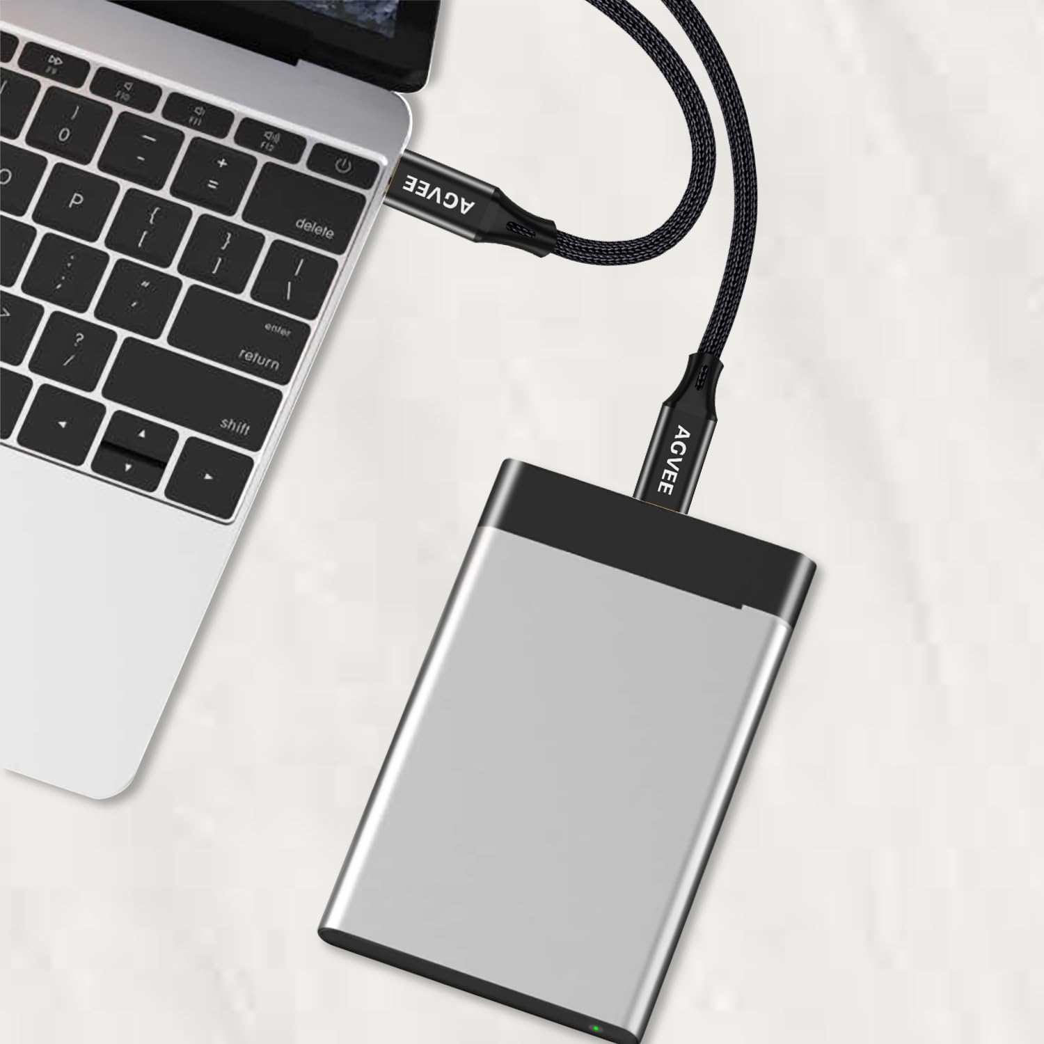 AGVEE [2 unidades de 10 pies] Cable USB-C a Mini USB, trenzado duradero Mini-B de 5 pines a tipo C cargador OTG cable para Hero 3+, controlador PS3, cámara digital Canon Nikon, GPS, azul Yeti, negro