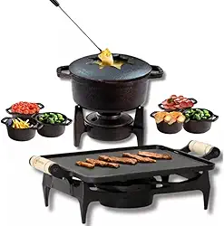 kit Fondue 1,7 L Com 6 Malgas Mais Rechaud Chapa De Ferro Fundido