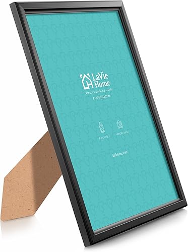 Miniatura 2 de LaVie Home - Marco de fotos (6 unidades), diseño simple con cristal de alta definición, para montaje en pared y en mesa, colección clásica, Negro,