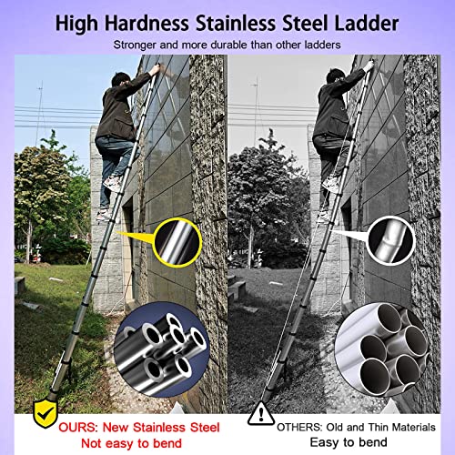 2.6M Telescopic Ladder 8.5FT Multi-Purpose Stainless Steel Telescoping Ladder Extendable Portable Loft Ladder with EN131 Standard Easy to Carry for Draw Wall Replace Bulb Clean Window Repair Roof 4 2.6M Telescopic Ladder 8.5FT Multi-Purpose Stainless Steel Telescoping Ladder Extendable Portable Loft Ladder with EN131 Standard Easy to Carry for Draw Wall Replace Bulb Clean Window Repair Roof - Image 4