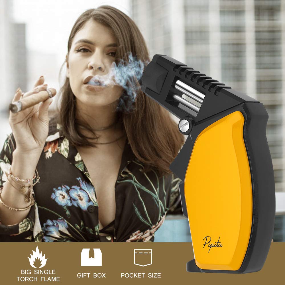 PIPITA Juego De regalo Antorcha Mechero,Butano Recargable con llama de chorro individual Mechero, Resistente al viento gas con Encendedors(butano no incluido)