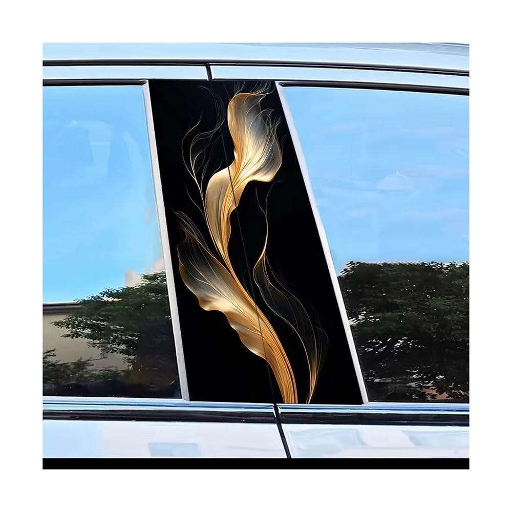 Bertdcx One Color Car Center Pillar Stickers Golden Leaf B-Pillar Scratch Protection Auto Parts