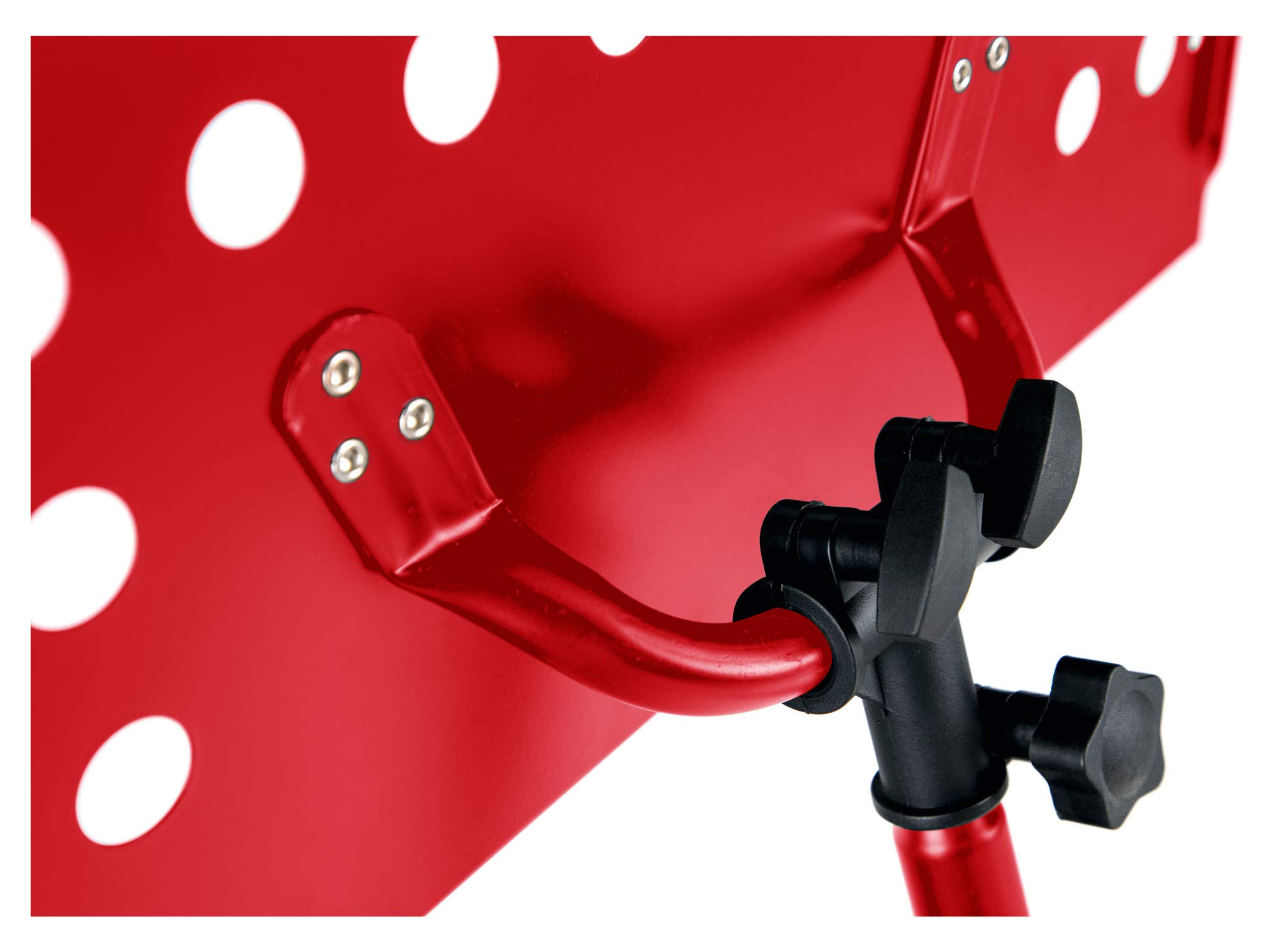 Classic Cantabile Metall Orchesterpult Rot (Lochpult Notenständer, Höhe 58 bis 100 cm einstellbar, Maße der Ablage: 50,0 x 34,8 x 4,5 cm)