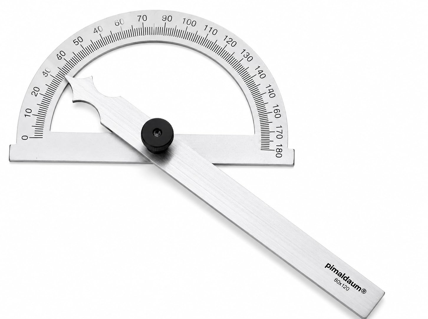 Goniometro angolare 0–180° professionale | Misuratore di angoli con righello regolabile | Strumento di precisione per misurare e tracciare angoli | 1 pezzo, varie m (80 * 120 mm)