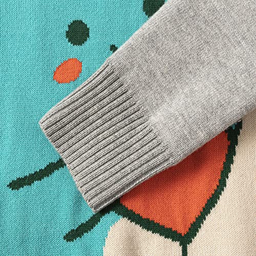 Toddler Boys Girls Cartoon Love Little Dinosaur Print Sweater Long Sleeve Warm Knitted Pullover Knitwear Tops Sweater Boys Sweaters 5t (Khaki, 6-7 Years)4