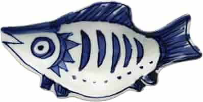 染付魚型向付 魯山人写 脚付盛皿 4枚 京焼