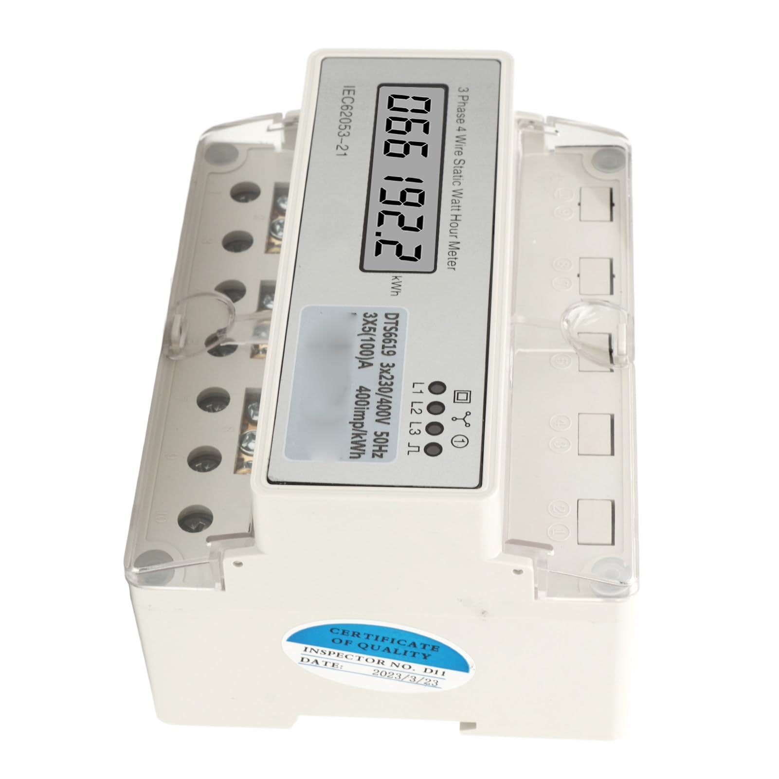 Contatore di energia elettrico trifase a 4 fili con binario di guida con display LCD, 7P AC230V 400V