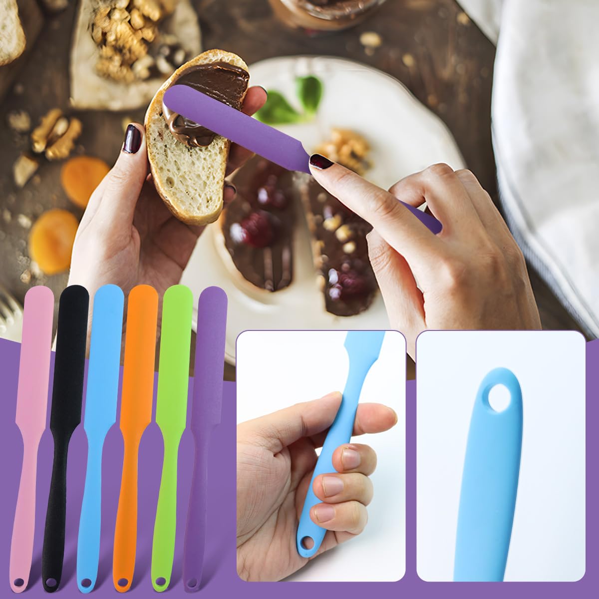 Juego de 6 espátulas de silicona, espátula de silicona para tarro, espátula de silicona resistente al calor, espátula de cocina pequeña imprescindible para la cocina, licuadora de tarros