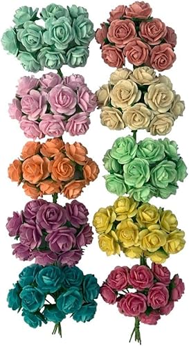 100 piezas de papel de morera artificial, diseño de rosas, para boda, álbum de recortes de 0.7 in, para manualidades, álbum de recortes, ramo de