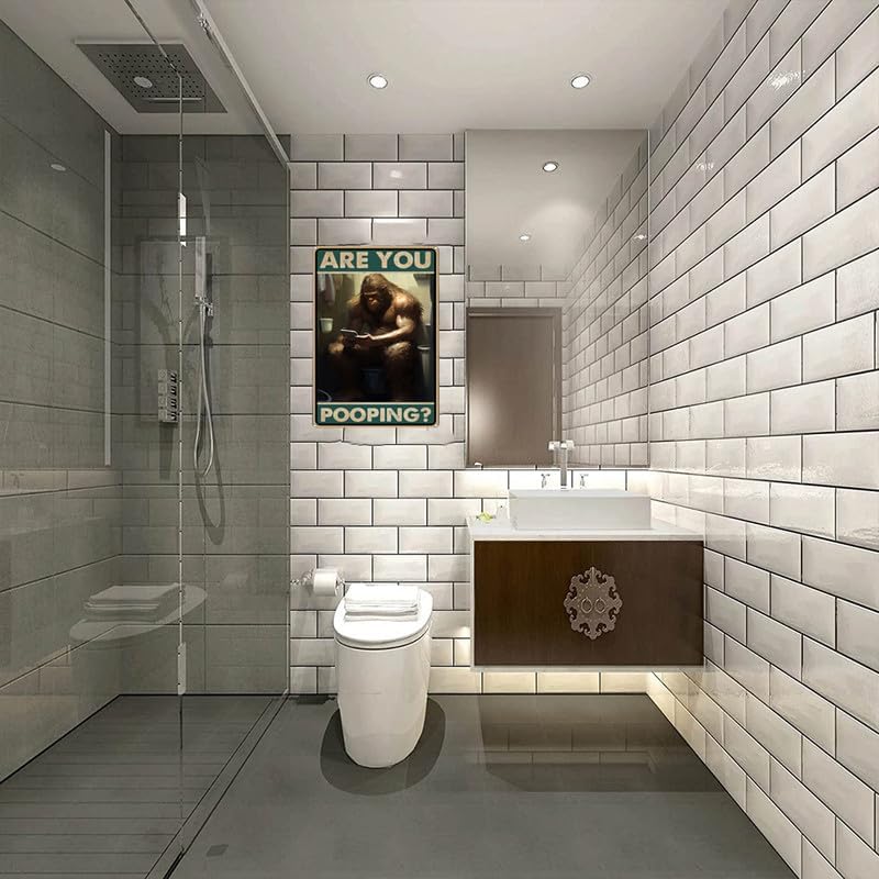 Miniatura 4 de Cartel de metal divertido con texto en inglés "Are You Pooping" ("Are You Pooping") de pie grande, decoración de pared para sala de estar, baño,