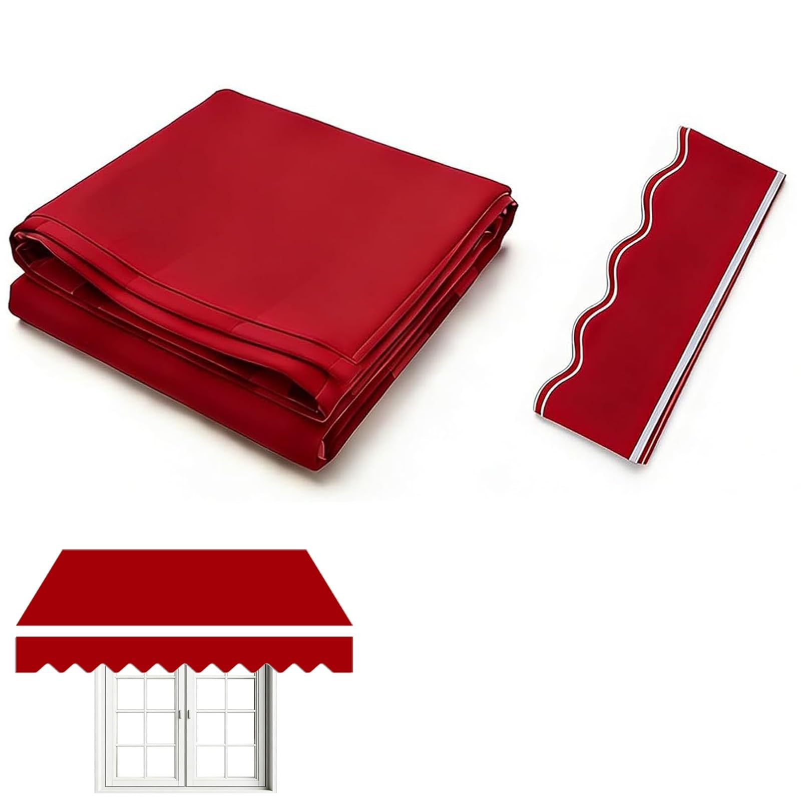 ROFBIHG Retractable Awning Patio Sun Shade Shelter Replacement Fabric Top Cover (Fabric Only) Patio Awning Replacement Fabric, Window/Door Canopy Cover for Retractable Awning(Red,3x2.5m (10x8.2ft))