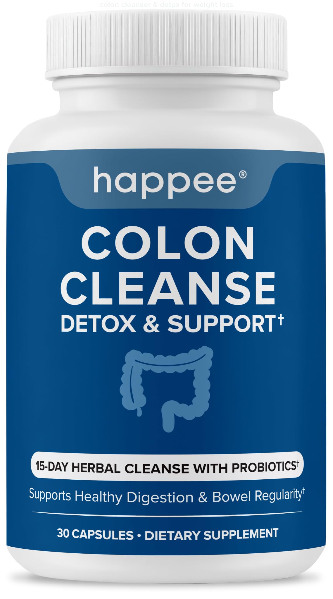 Happee Colon Cleanser & Detox for Weight Loss & GLP-1 Support - 15 Day Colon Cleanse Pills & Gut Support Probiotics Women Men - Fast Natural Laxatives Constipation Relief