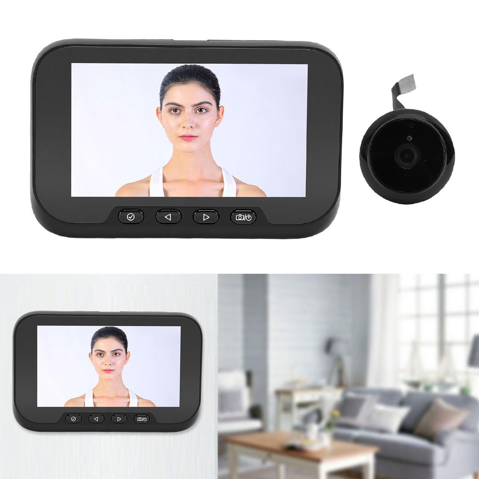 VBESTLIFE Cámara de Mirilla de Vídeo, 4,5 Pulgadas, 1080P HD, Visor de Puerta Digital Gran Angular de 135° con Detección de Movimiento PIR, Visión Nocturna, para Seguridad en el Hogar