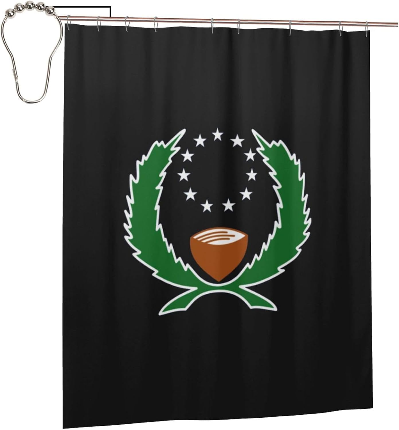 Pohnpei Flag Bathroom Fabric Shower Curtain with 12 Buckles and Hooks, Washable, Waterproof, 60x72 Inches