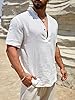 SNNYINZHE T Shirts Men Men's Breathable Waterproof Cotton-Linen Vintage Stand Collar Casual T-Shirt(L/White) #4