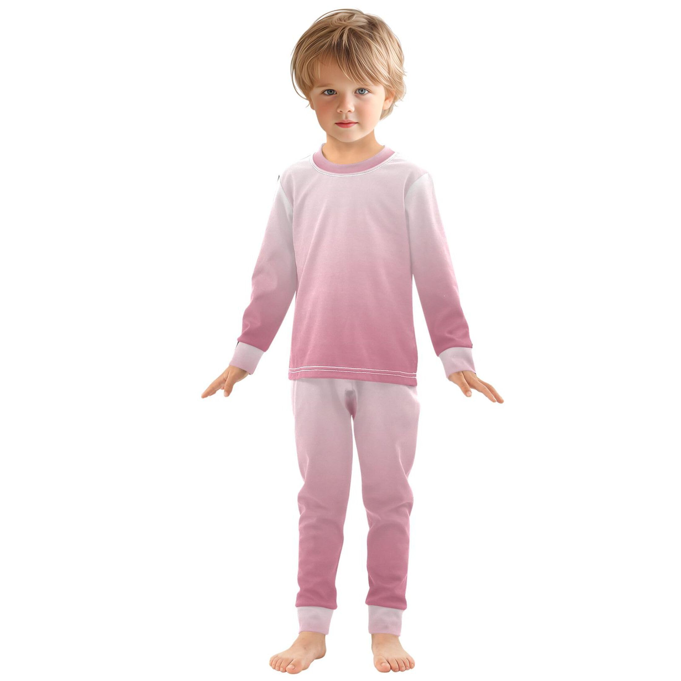 Gradient Bean Paste Long Sleeve Pajamas Set Sleepwear Jammies 2pcs Set Pjs Gradient Bean Pae