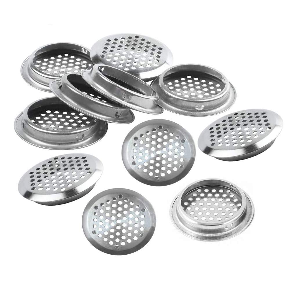 Eyech18pc Stainless Steel Round Mesh Hole Air Vents Round Soffit Vent for Cabinet Bathroom Office Kitchen -2 Inch