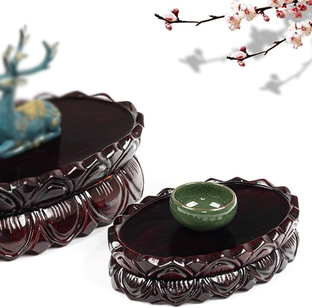 Bonsai Pedestal Vase Pedestal Stands Solid Wood Flower Bonsai Ornament Base Buddha Vase Lotus Base Bracket Planter Stand Plant Holder