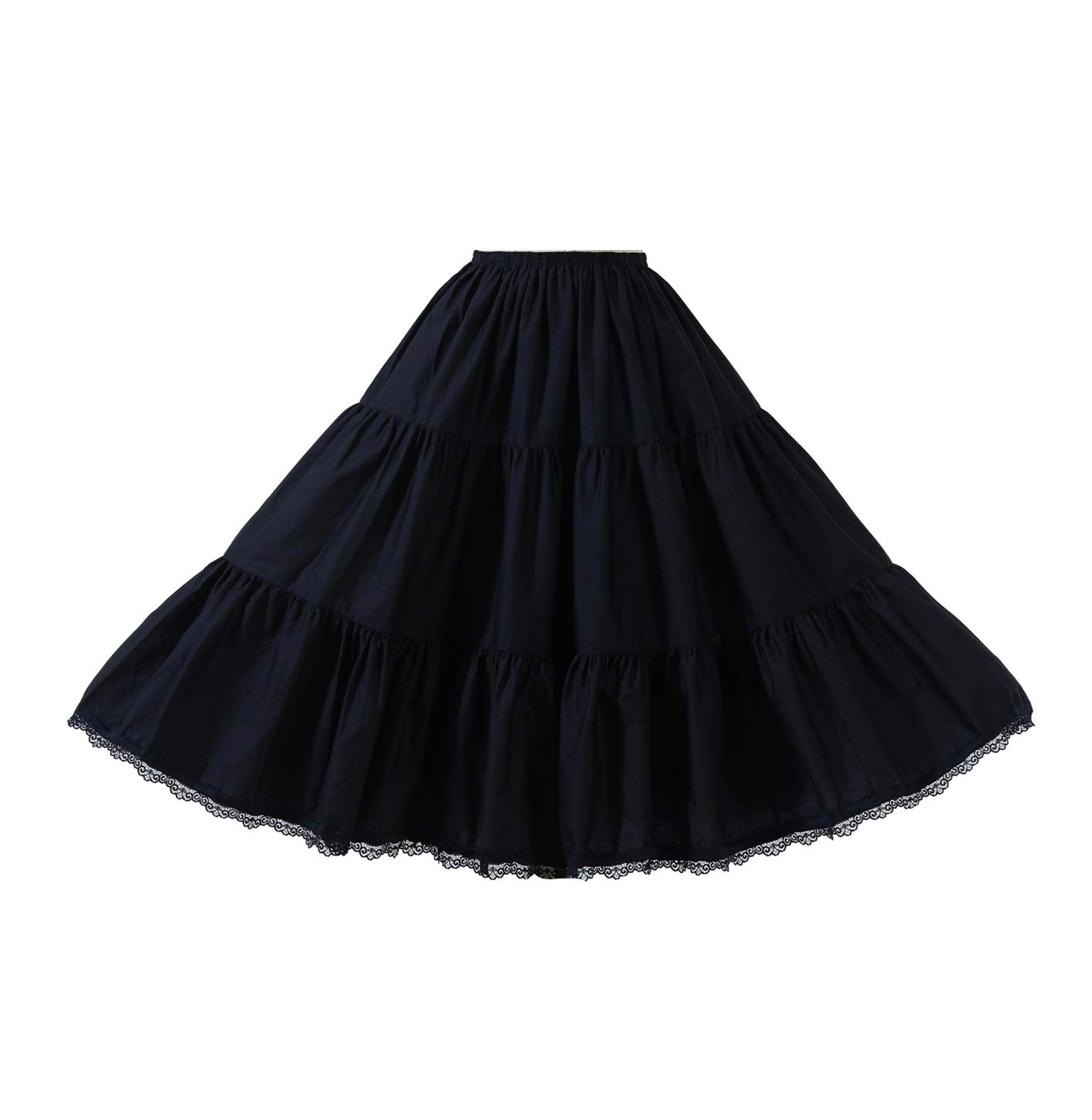 BEAUTELICATE Women 100% Cotton Skirt 3 Tiered A-Line Retro Medieval Skirt