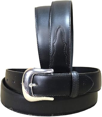 Tony Lama 30-50 in Black Smooth Leather Longhorn Dress Men Belt 1-3/8 in. Wide