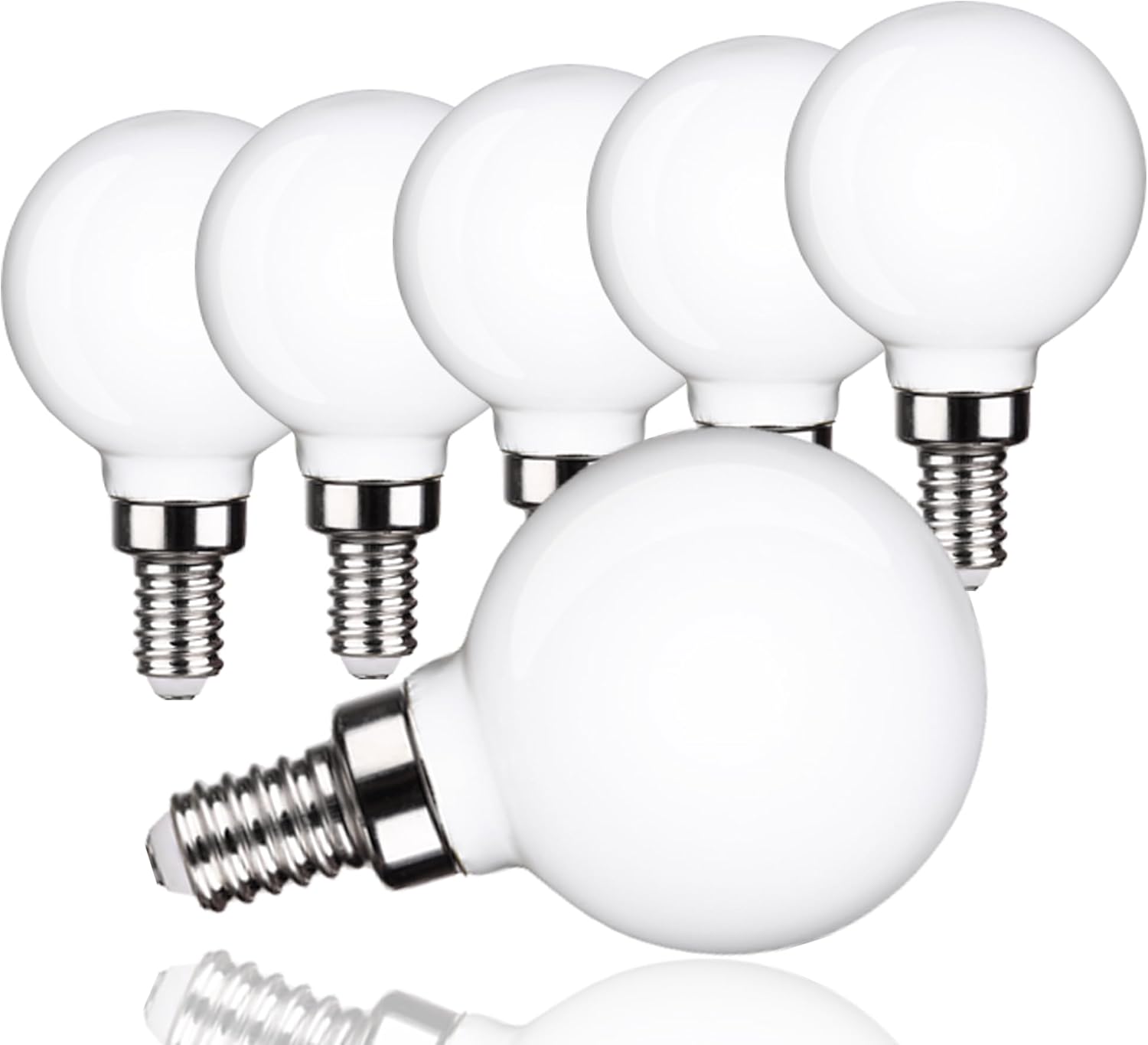 KLY Ceiling Fan Light Bulb E12, 4000K Natural Daylight Candelabra LED Bulbs, 50W Equivalent, Chandelier Light Bulbs A15 Shape Candelabra Base for Ceiling Lights, 500LM, CRI90, Dimmable, 6 Pack