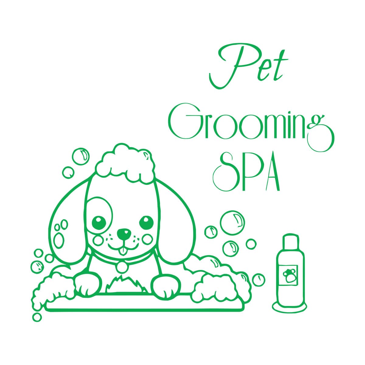 Pet Grooming Dog Spa Pet Shop Cute Dog Animal Desivo Wall Stickers Paster Paper 54x59.1cm Removable Without Leaving Glue Large Green — image 1