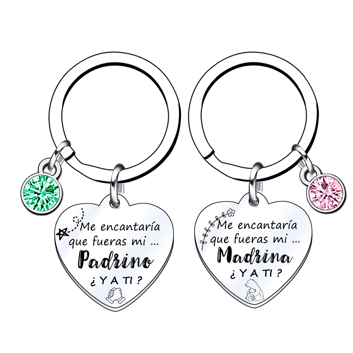 XQXQXZ 2ps regalo padrinos llavero llavero padrino y madrina regalo llavero del padrino madrina idea regalo día de pascua bautismo mejor padrino madrina