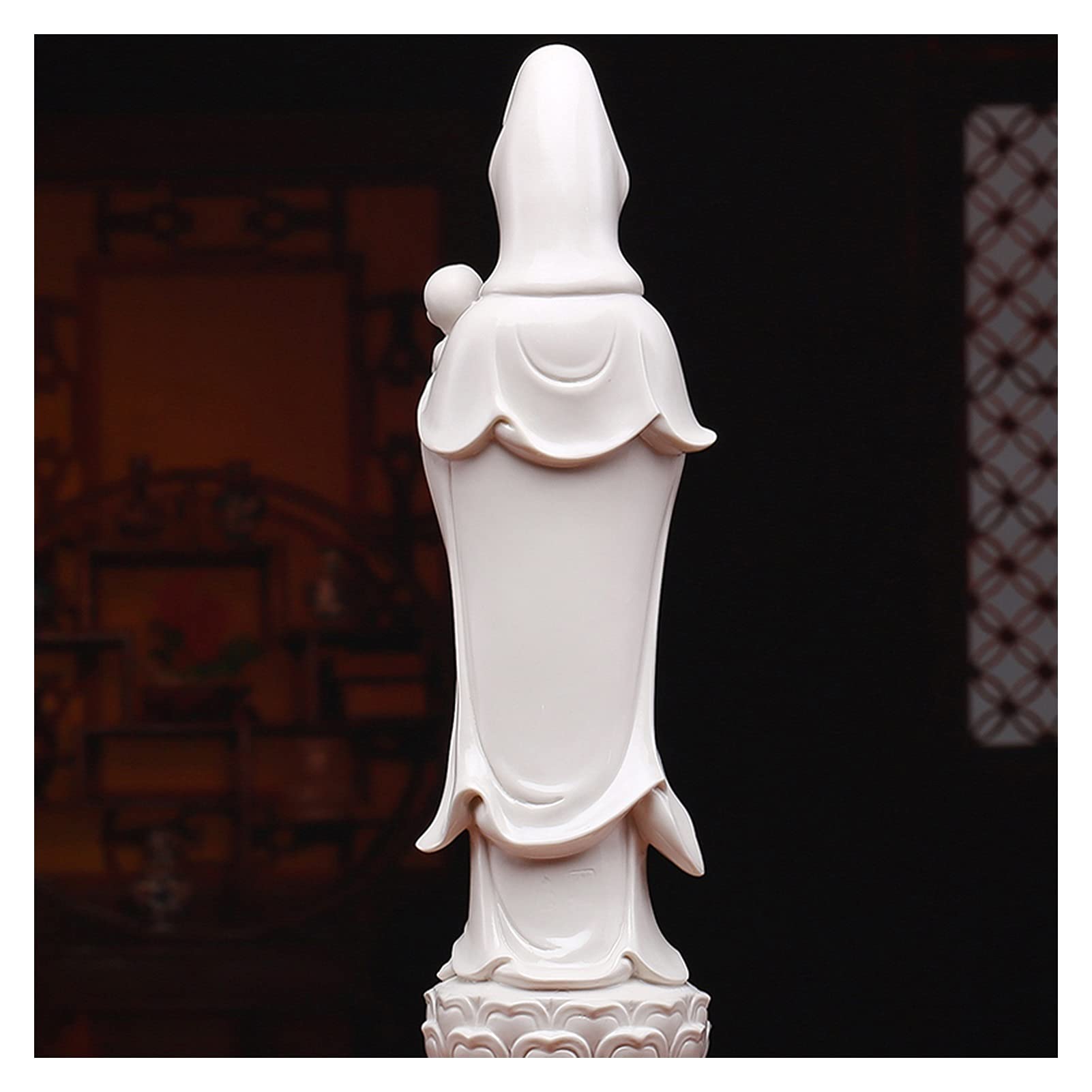 estatua de Buda o Bodhisattva Guanyin Buda estatua artesanía de porcelana blanca decoración de guanyin, para la sala de estar Oficina decoración del hogar consagrada, dar al colega liderazgo del regal