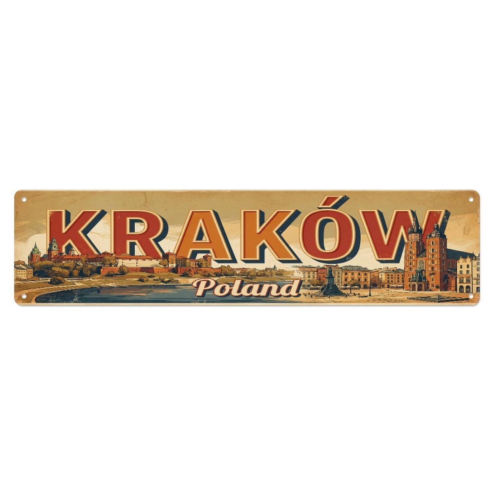 Tgrcjimh Style Metal Tin Sign Retro Travel Poland Krakow