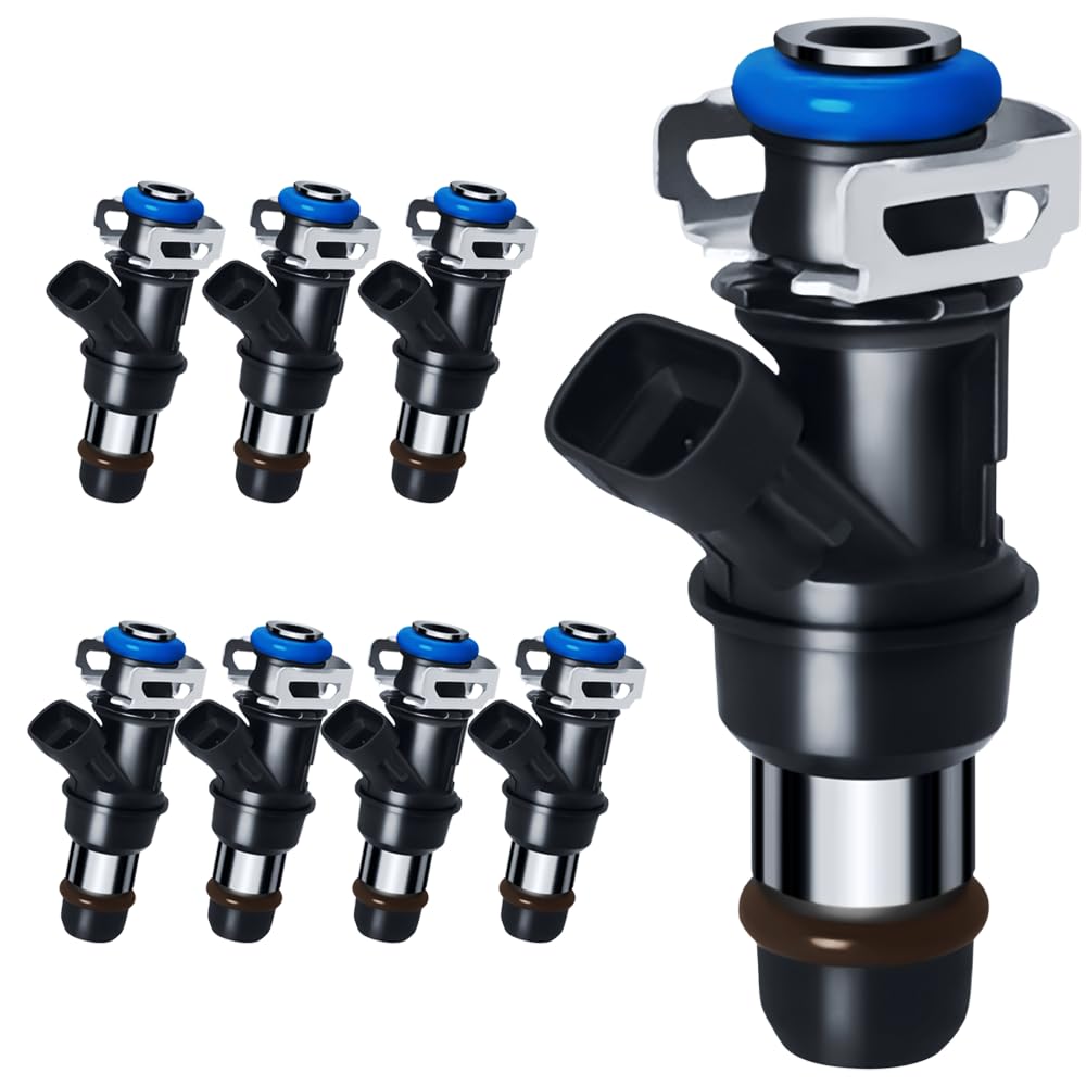 4 Holes Gas Fuel Injectors Fit for Chevy: Tahoe/Express/Suburban/Silverado, For GMC: Yukon (XL)/Sierra, 1500 2500 3500, For Cadi Escalade, V8 4.8L/5.3L/6.0L 2000-2006#17113553(8 Pcs)