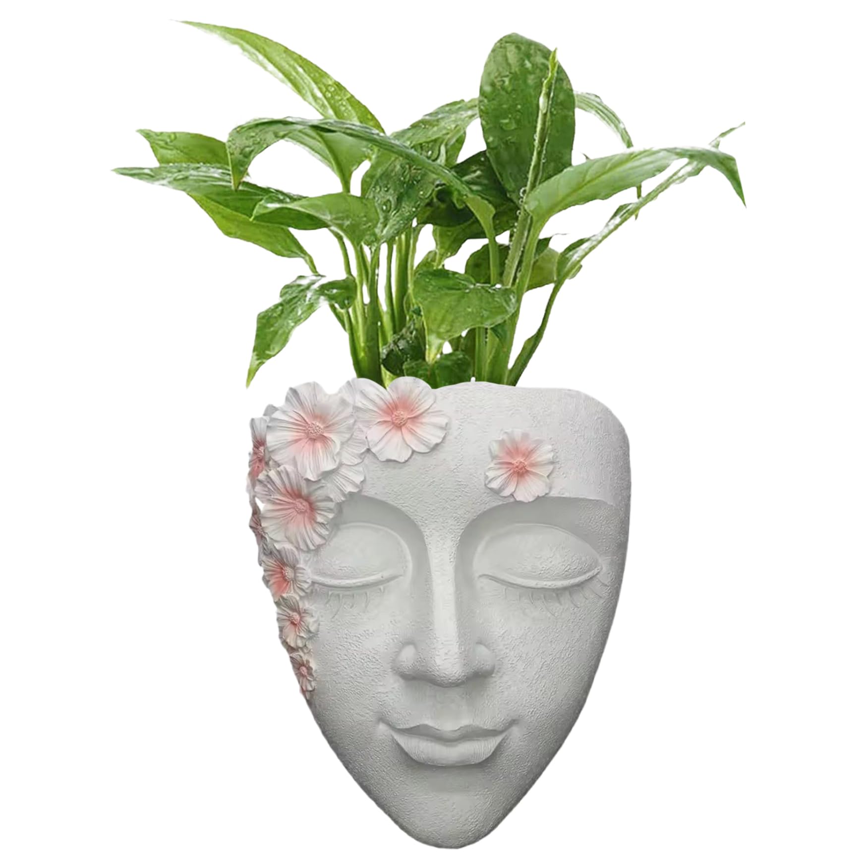 Vases, Face Vase, Unique Female Form Vase, Modern Sculpture Human Face Shaped Wall Resin Head Flowerpot Figurine for Plant Lovers, Plant