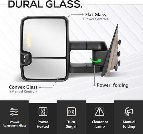 Miniatura 2 de Switchback - Espejos de remolque compatibles con Chevy Silverado y GMC Sierra 2014-2018, espejo de remolque de ajuste de potencia, telescopio