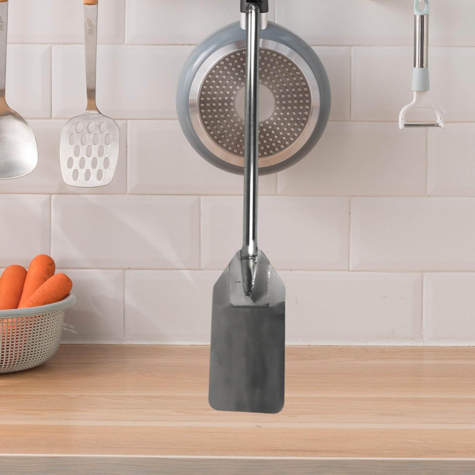 Paleta de Mezcla de Acero Inoxidable con Mango Largo Plana Extralarga Cuchara Robusta para Remover Barra de Mezcla Adecuado para Cocina, 30 in