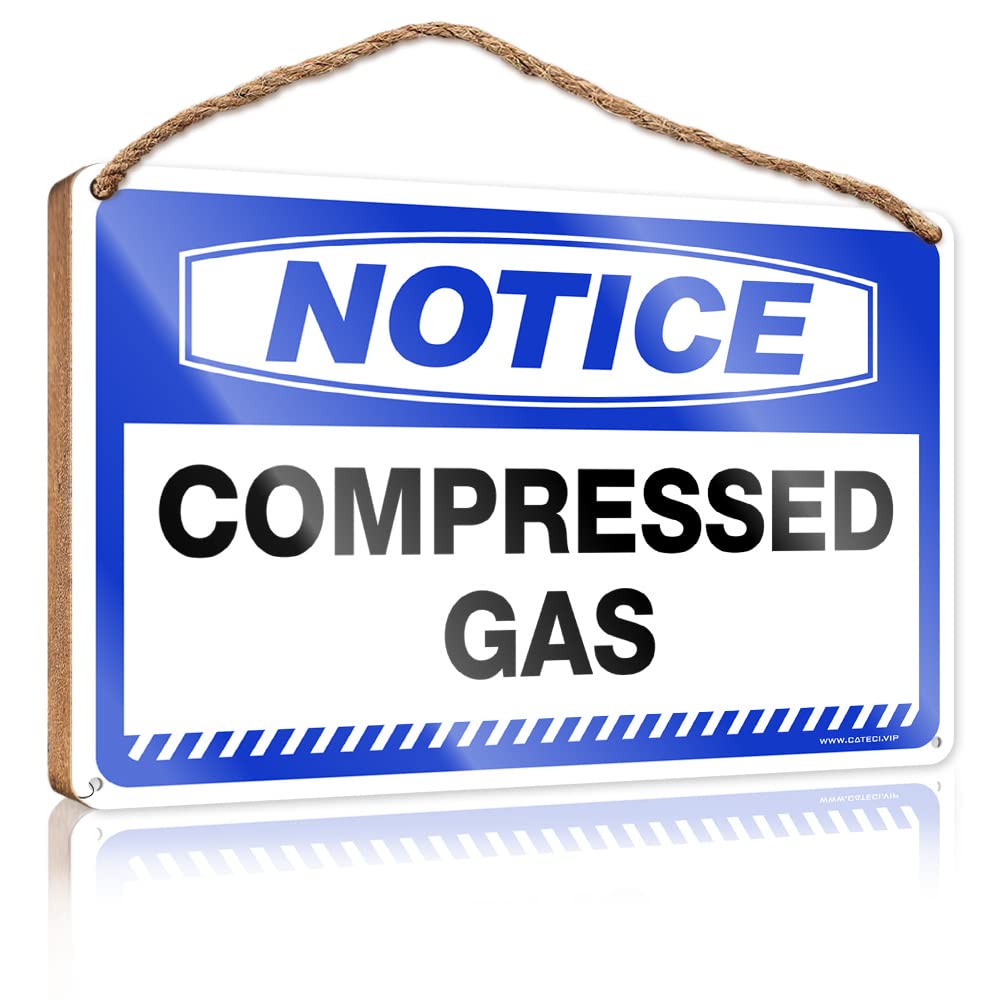 DTHA Bathroom Decor Sign Notice Compressed Gas Wooden Sign Farmhouse Wall Decor Signs Box Signs(15X28CM)