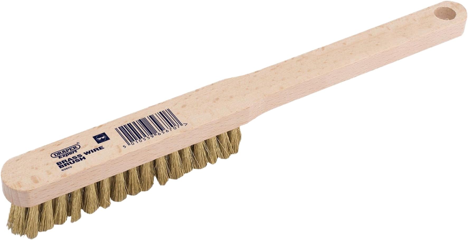 Draper Brass Wire Scratch Brush | 225mm Rust Removal Tool | Wooden Handle | Paint Removal | Cleaning Hand Tools | 65670