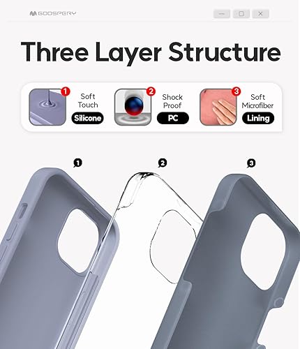 Miniatura 9 de GOOSPERY Funda de silicona líquida compatible con iPhone 15, suave al tacto, protección de cuerpo completo, a prueba de golpes, con forro de