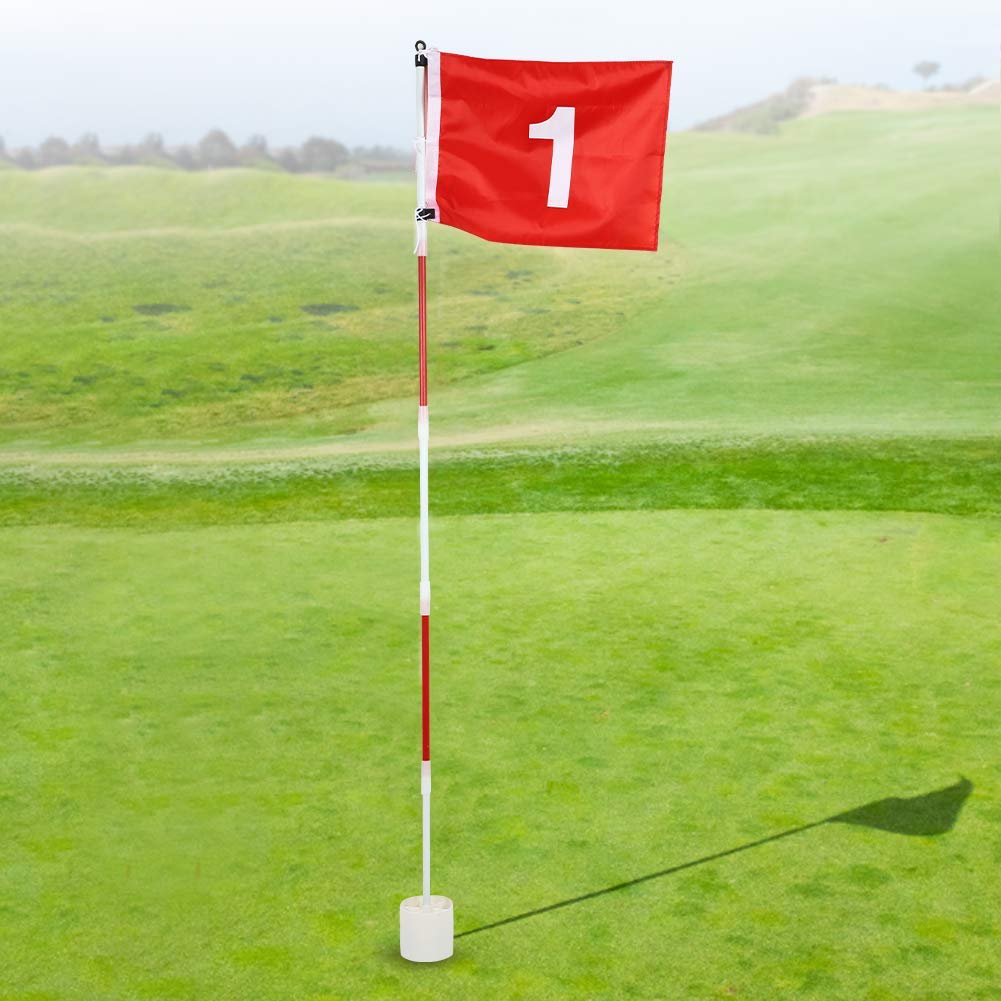Ejoyous - Juego de banderas de agujero de golf (5 banderas de portátiles con bandera roja banderín y putting Cup mástil de bandera verde extraíble