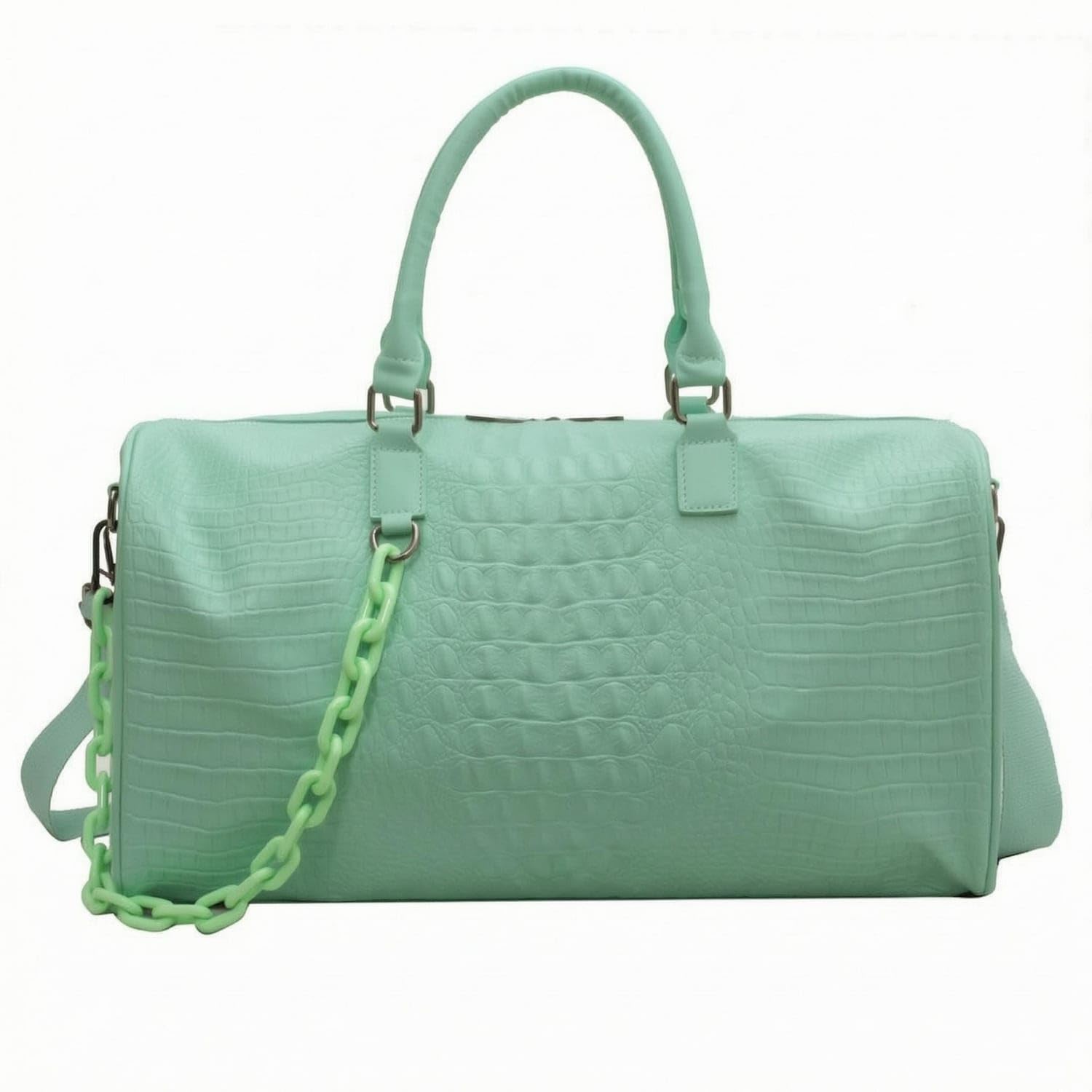 URJIX™ Detachable Shoulder Strap Crocodile Green PU Leather | Carry Options Storage PU Leather Green-image-11