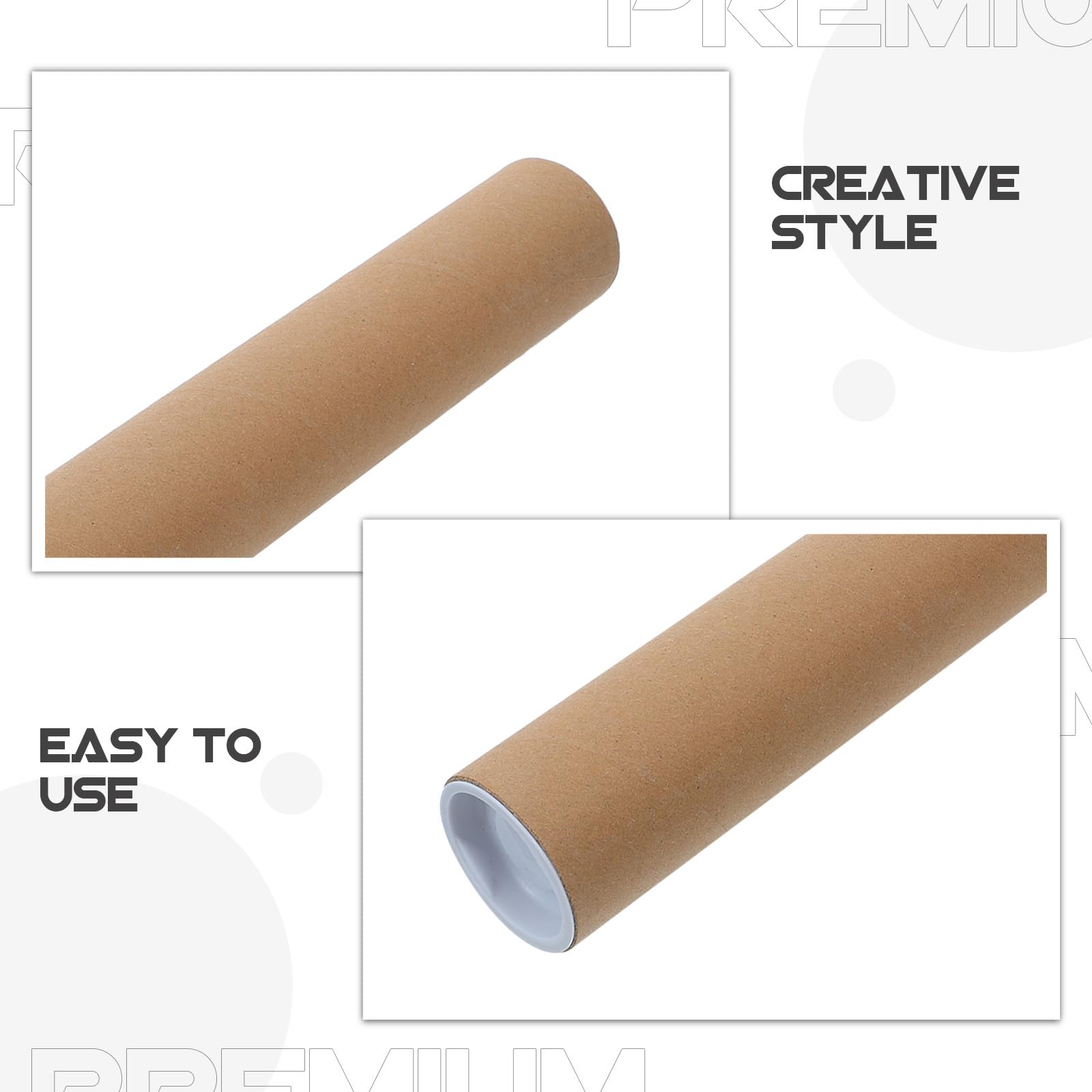 12 Pièces Tube et Gain de Place avec Bouchons en Papier Kraft Kaki Postal Rond Fermeture Sécurisée pour Organiser Documents et Expositions