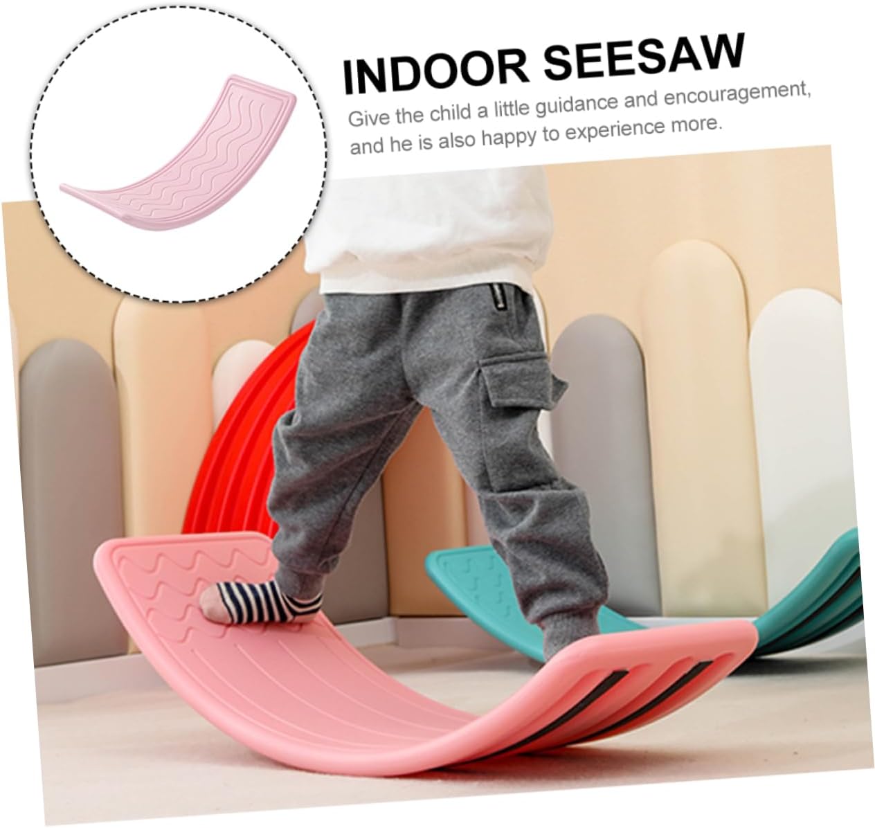 Yardwe Swaying Balance Board for Boy Girl Sensory Training Equipment for Indoor Play Encourages Coordination and Balance Design for Active Play for Boy Girl Ages and up