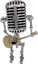 mesa microfone robô | Segurando Guitare Vintage, Vintage Microfone Robô Dimmer Lâmpada - Vintage Microfone Robô Abajur Mesa, Luz Noturna Arte Metal, Lâmpada Mesa Cabeceira Ornamento para Quarto, Znet-au